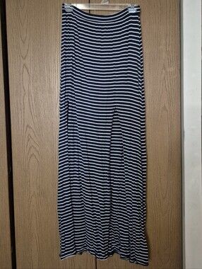 Abercrombie & Fitch Navy and White Striped Maxi Skirt